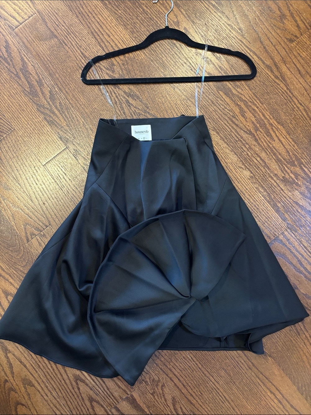 House of CB Black Satin A-Line Skirt